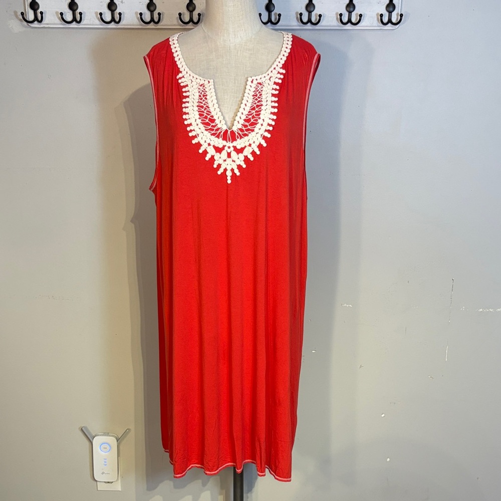 Max Studio Scarlet Dress with Ivory Crochet Detail NWT size 3X